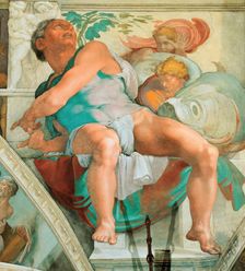 Prophets and Sibyls: Jonah (Sistine Chapel ceiling in the Vatican), 1508-1512. Creator: Buonarroti, Michelangelo (1475-1564)