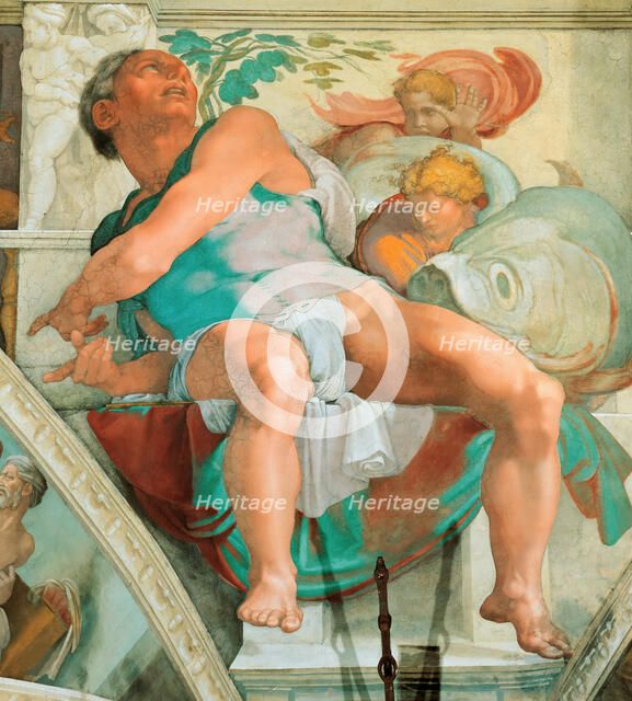 Prophets and Sibyls: Jonah (Sistine Chapel ceiling in the Vatican), 1508-1512. Creator: Buonarroti, Michelangelo (1475-1564).