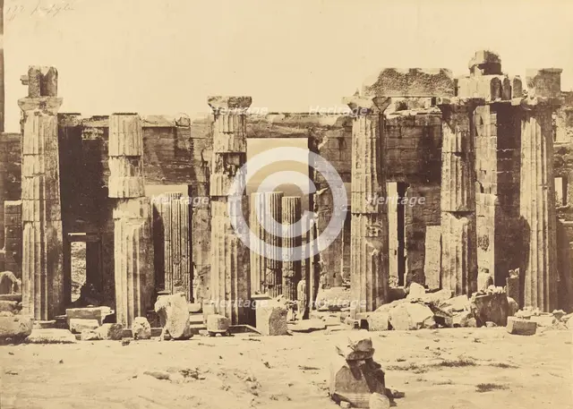 Propylaea of the Acropolis, Athens, about 1880. Creator: Konstantinos Dimitriou.