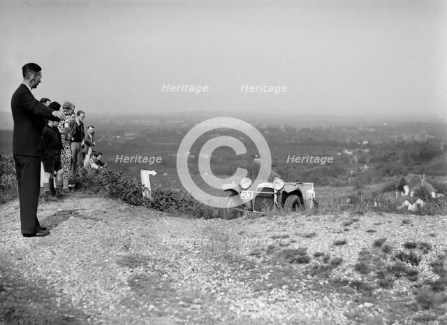 Prototype 1.5 litre HRG 2-seater sports taking part in the NWLMC Lawrence Cup Trial, 1937. Artist: Bill Brunell.