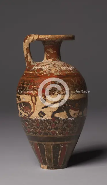 Protocorinthian Aryballos (Oil Flask), c. 650-640 BC. Creator: Unknown.