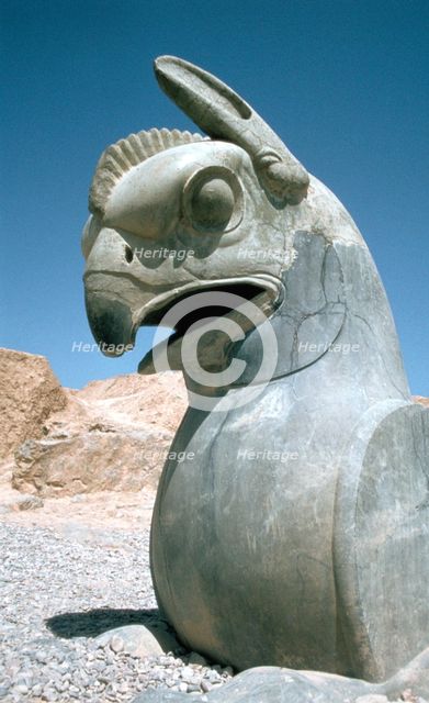 Protome of a double griffin, the Apadana, Persepolis, Iran. Creator: Vivienne Sharp.