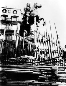Protective measures for the statue of Louis XIV, Paris, 1940