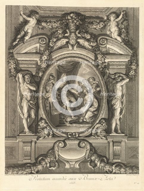 Protection accordée aux beaux-arts 1663 (Protection Granted to the Fine...) [pl. 24], published 1752 Creators: Jean-Baptiste Masse, Louis Surugue.