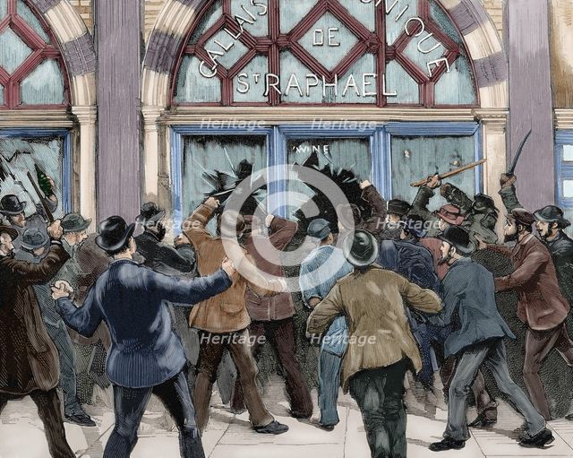 Protesters looting shops in Piccadilly, London, 1886. Creator: Unknown.