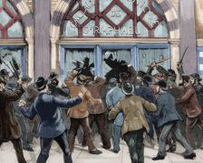 Protesters looting shops in Piccadilly, London, 1886. Creator: Unknown