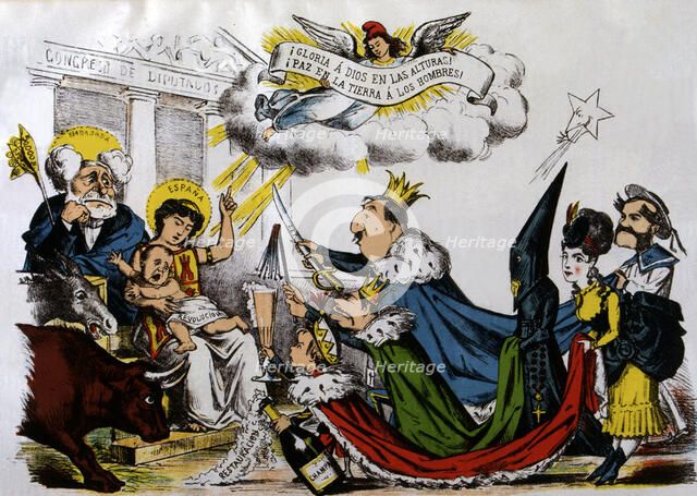 Provisional Government of 1869 - 1870, Olózaga next to the vacant throne flattered by the pretend…