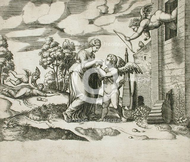 Psyche Opens the Fateful Box, between 1520 and 1535. Creators: Master of the Die, Michiel Coxie.