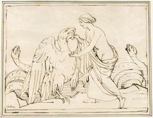 Psyche and the Eagle; Psyche and Zeus, 1843. Creator: John Gibson