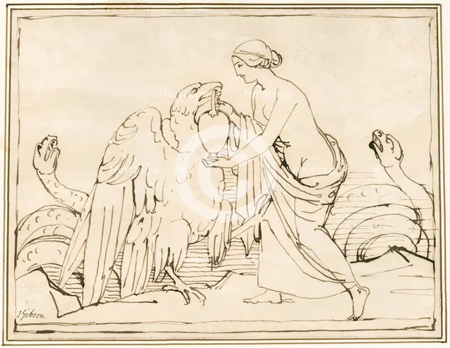Psyche and the Eagle; Psyche and Zeus, 1843. Creator: John Gibson.