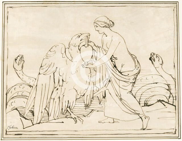 Psyche and the Eagle; Psyche and Zeus, 1843. Creator: John Gibson.