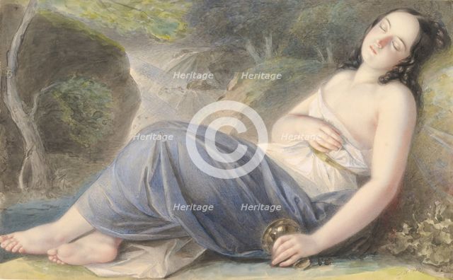 Psyche Asleep in a Landscape, 1837. Creator: Karl Joseph Aloys Agricola.