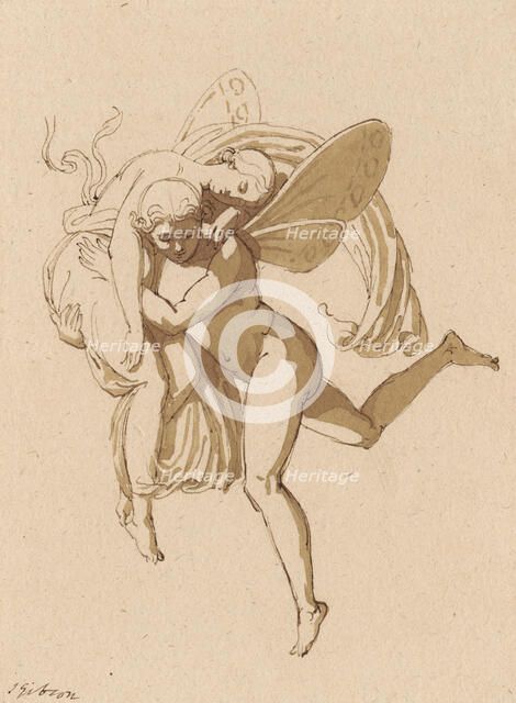 Psyche borne by a Zephyr, c1820. Creator: John Gibson.