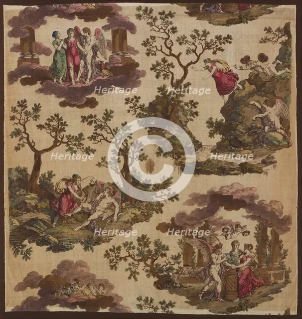 Psyche et L'Armour (The Story of Cupid and Psyche) (Furnishing Fabric), Nantes, c. 1790. Creator: Gorgerat Frères et Cie.
