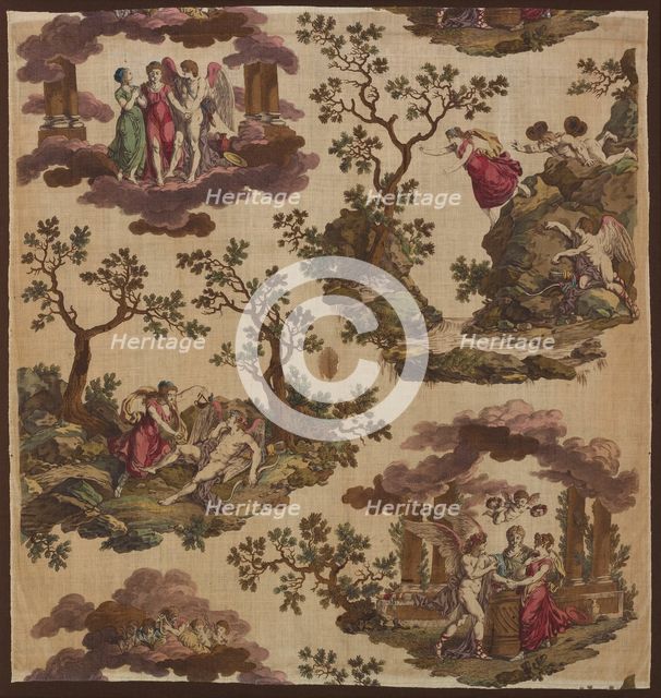 Psyche et L'Armour (The Story of Cupid and Psyche) (Furnishing Fabric), Nantes, c. 1790. Creator: Gorgerat Frères et Cie.