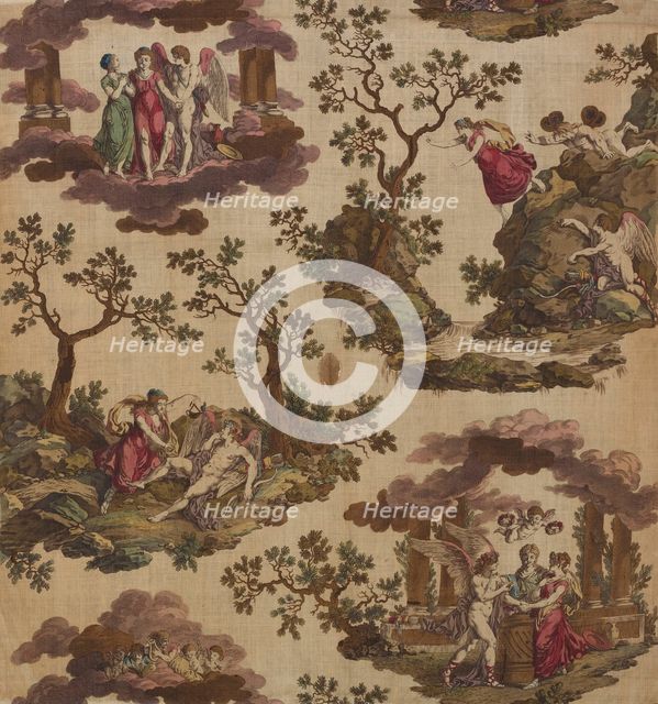 Psyche et L'Armour (The Story of Cupid and Psyche) (Furnishing Fabric), Nantes, c. 1790. Creator: Gorgerat Frères et Cie.