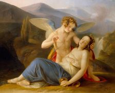 Psyche is awakened from her faint by Cupid's arrow, 1837. Creator: Karl Joseph Aloys Agricola