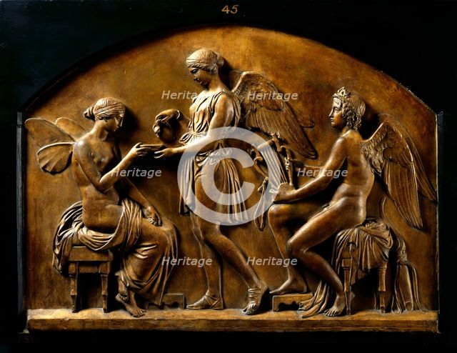 Psyche receiving Nectar from Hebe in the Presence of Celestial Love, 1848. Creator: John Gibson.
