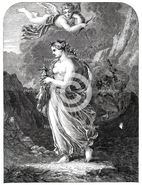 "Psyche Returning from the Infernal Regions with the Casket of Beauty"..., 1850.  Creator: Unknown.