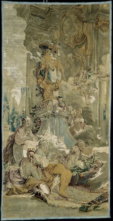 Psyche's Entrance into Cupid's Palace [left fragment], from The Story of Psyche, Beauvais, 1756/63. Creator: Manufacture Royale de Beauvais