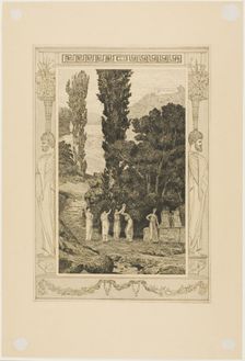 Psyche Wandering, plate 28 from Cupid and Psyche, 1880. Creator: Max Klinger