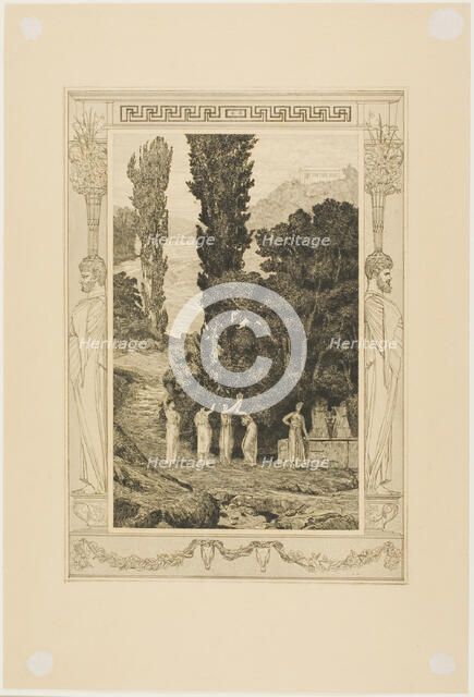 Psyche Wandering, plate 28 from Cupid and Psyche, 1880. Creator: Max Klinger.