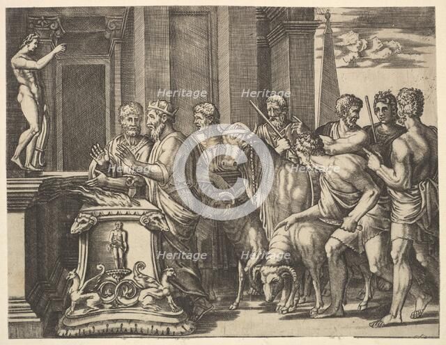 Psyche's father consulting the oracle, from 'The Fable of Psyche', 1530-60. Creator: Master of the Die.