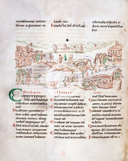 Psalm 106, from the Anglo-Saxon copy of the Utrecht Psalter, early 11th century. Creator: Unknown.