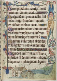 Psalm 103; a watermill, c1325-1335. Creator: Unknown