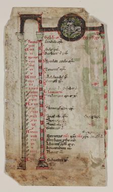 Psalter Leaf: Medallion with Animal and Part of December Calendar, 12th century. Creator: Unknown