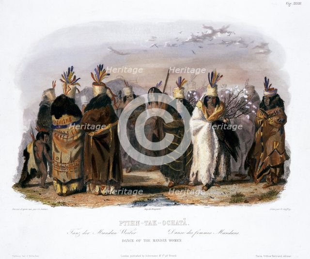 'Ptihn-Tak-Ochata, Dance of the Mandan Women', 1843. Creator: Charles Geoffroy.