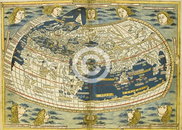 Ptolemy World map. Artist: Germanus, Donnus Nicolaus (ca. 1420-ca. 1490)