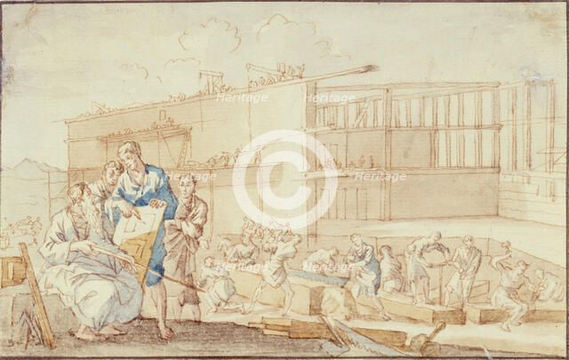 Ptolemy Supervising the Construction of a Building in Alexandria, between 1649 and 1712. Creator: Jan Luyken.