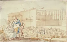 Ptolemy Supervising the Construction of a Building in Alexandria, between 1649 and 1712. Creator: Jan Luyken