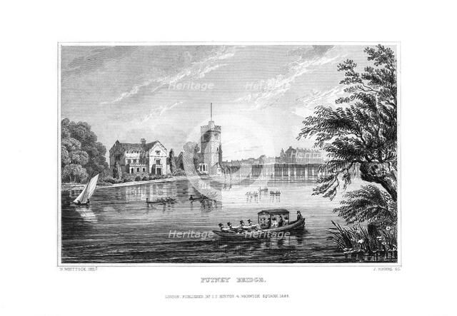 Putney Bridge, London, 1829.Artist: J Rogers