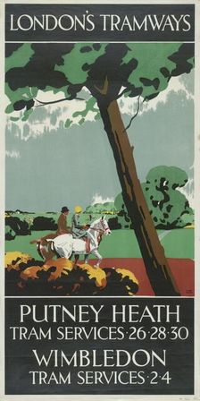 Putney Heath, Wimbledon London County Council (LCC) Tramways poster, 1927. Artist: Tony Castle