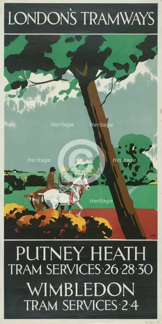 'Putney Heath, Wimbledon', London County Council (LCC) Tramways poster, 1927. Artist: Tony Castle
