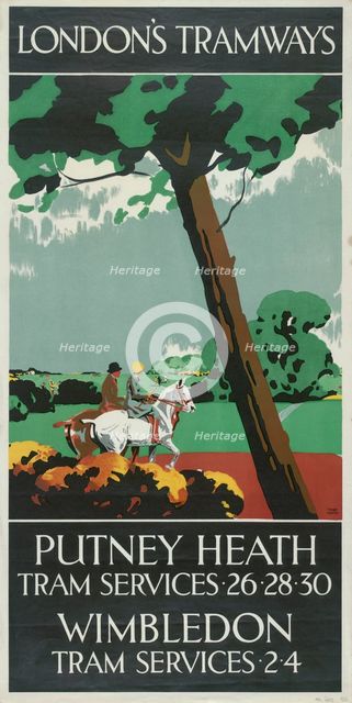 'Putney Heath, Wimbledon', London County Council (LCC) Tramways poster, 1927. Artist: Tony Castle