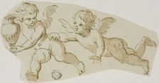 Putto Chasing Another Putto Carrying a Vase, n.d. Creator: Unknown