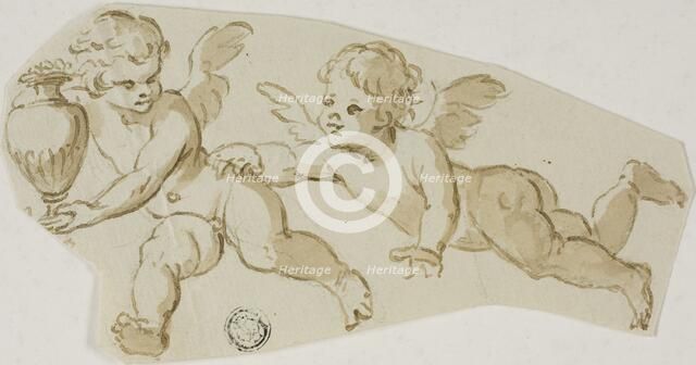Putto Chasing Another Putto Carrying a Vase, n.d. Creator: Unknown.