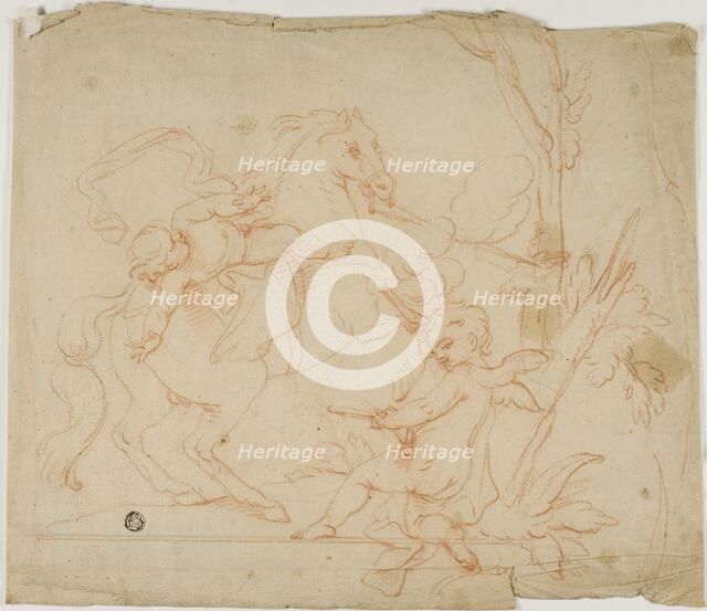 Putto Firing at Putto on Horseback, n.d. Creator: Unknown.