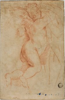 Putto Lifting Curtain (recto); Infant St. John (verso), n.d. Creator: Unknown