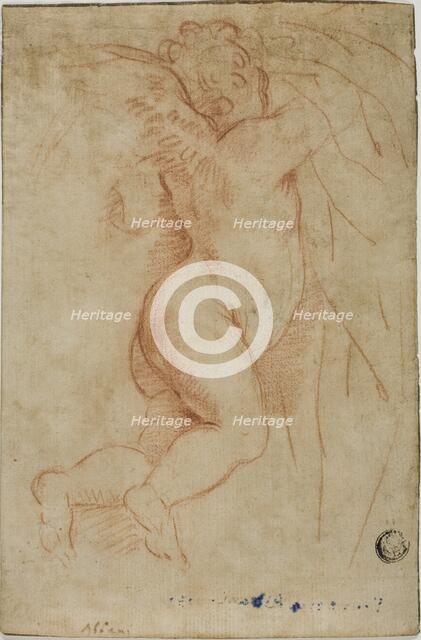 Putto Lifting Curtain (recto); Infant St. John (verso), n.d. Creator: Unknown.