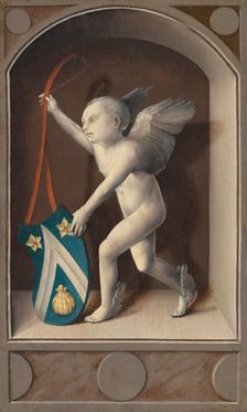 Putto with Arms of Jacques Coëne [reverse], c. 1513. Creator: Bernaert van Orley