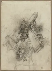 Putti Carrying the Cross (recto); Studies of a Hand (verso), 1672/75. Creator: Gian Lorenzo Bernini
