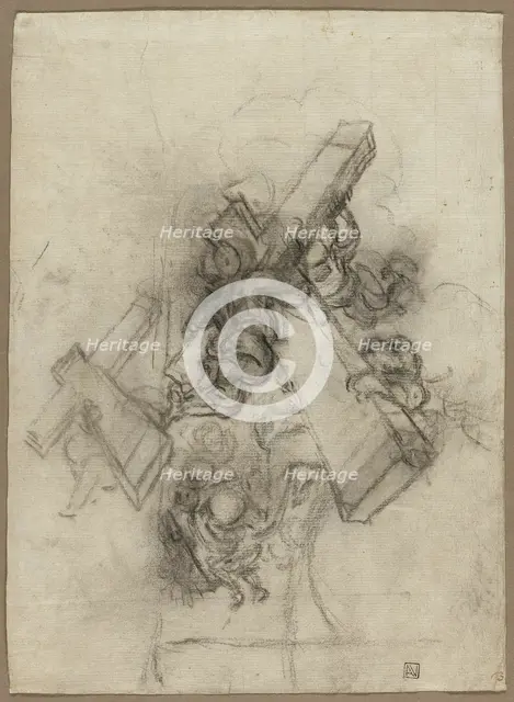 Putti Carrying the Cross (recto); Studies of a Hand (verso), 1672/75. Creator: Gian Lorenzo Bernini.
