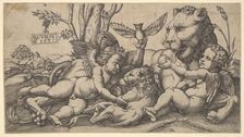Putti and Lions, 1547. Creator: Master FG