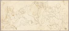 Putti at Play with Deer and Dog, n.d. Creator: Unknown