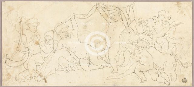Putti at Play with Deer and Dog, n.d. Creator: Unknown.