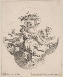 Putti holding flowers, 1725-75. Creator: Carlo Innocenzo Carloni